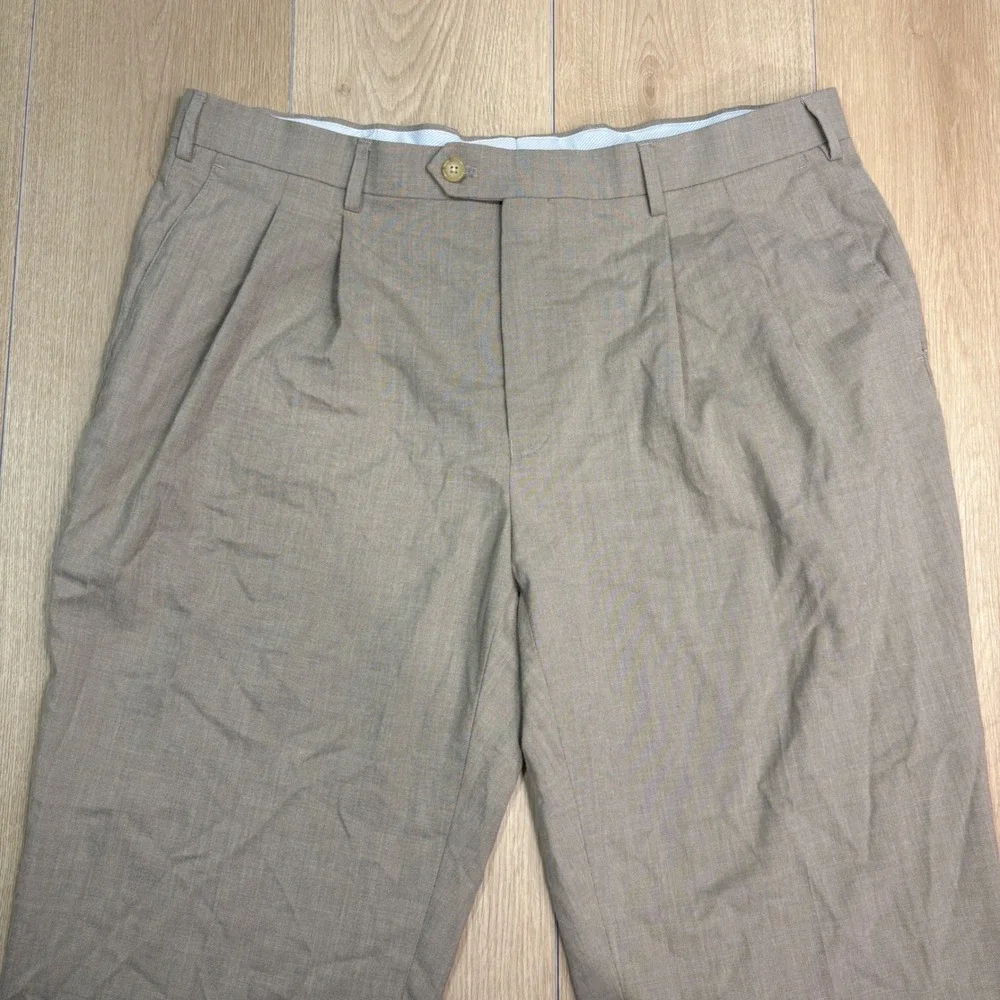 Ralph Lauren Mens Pleated Dress Pants‎ Taupe Cuffed Trousers 38W x 30L RN 90736